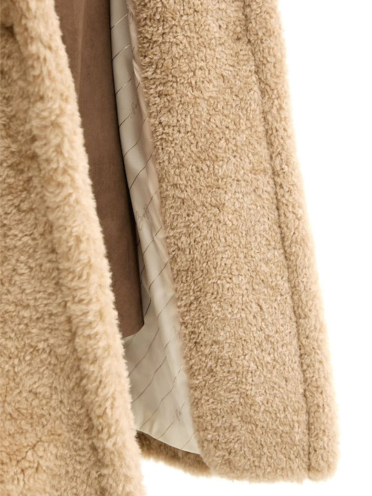 Teddybär Damenmäntel Beiges mit Knöpfen