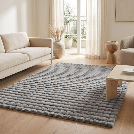 Beauty Home 9664 Non-Slip Rectangular Furry Grey Rug 67x140cm 9664-67X140-Grey
