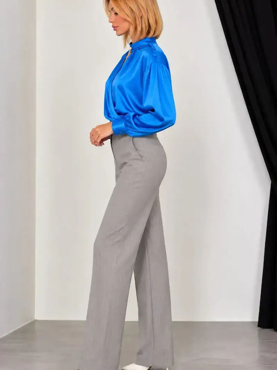 Damen-Set in Hellblau mit Hose mit Gummibund, normaler Passform und Streifen