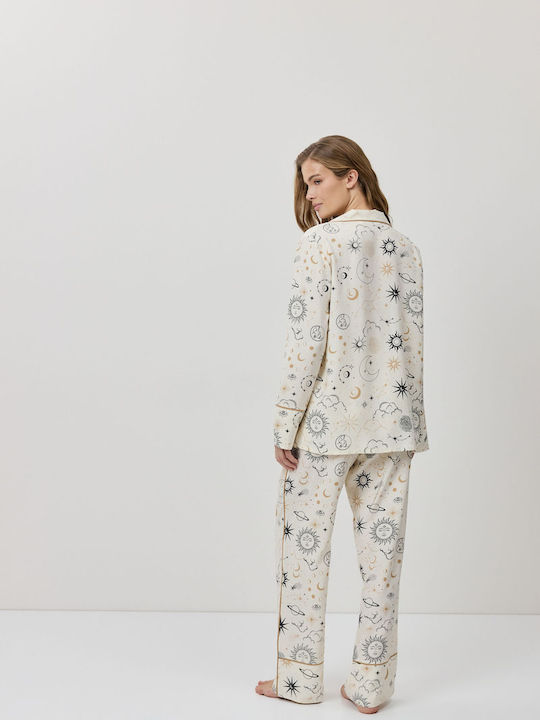 Aruelle Winterliches Damen-Pyjama-Set in Ecru