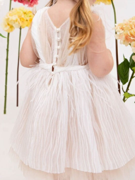 Bambolino Ecrufarbenes Taufkleid aus Tüll