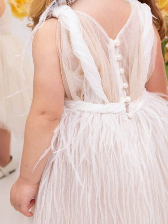 Bambolino Ecrufarbenes Taufkleid aus Tüll