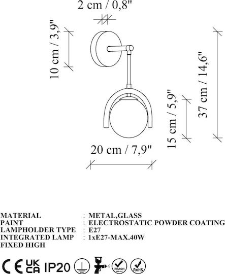 Opviq Gedik Modern Lampă de Perete Verde 20cm