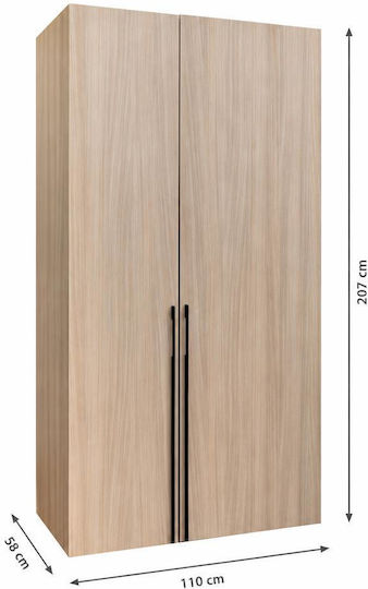 Doppeltür Kleiderschrank Braun 110x58x207cm