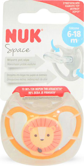 Nuk Space Orthodontic Pacifier Silicone with Case Lion Orange for 6-18 months