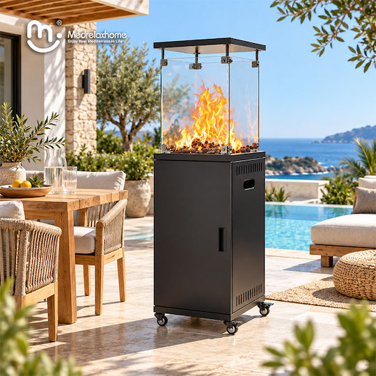 Medrelaxhome Încălzitor Pe Gaz Tip Șemineu Negru 13kW