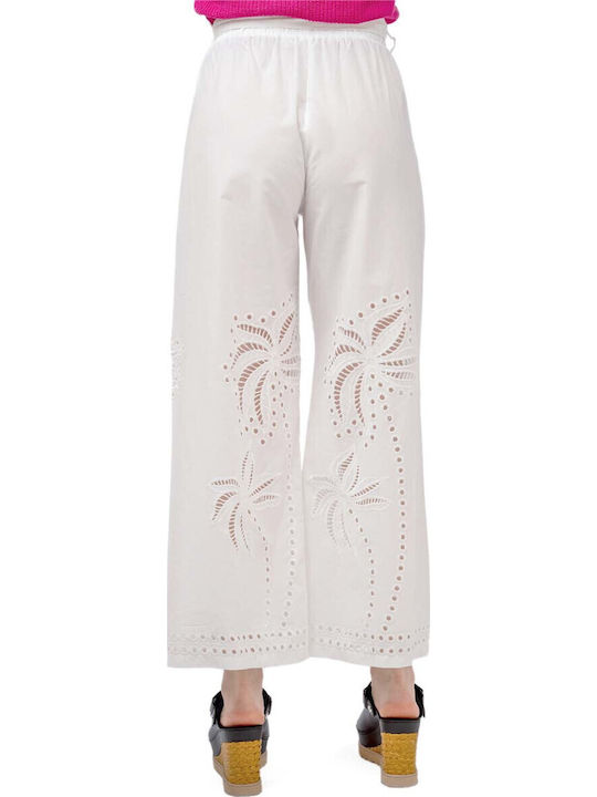 Moutaki Women's Fabric Trousers Ecru
