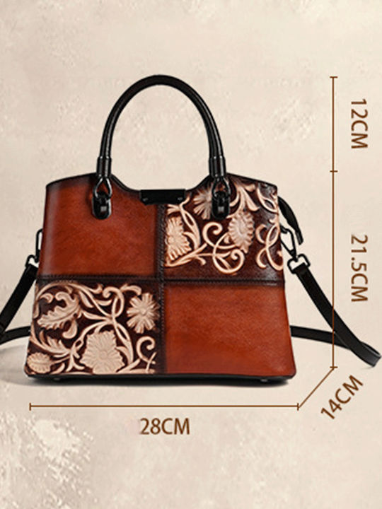Geometric Floral Geantă Shopper de Damă din Piele Neagră Geometric Floral Geantă Shopper de Damă din Piele Neagră