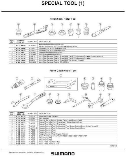 Shimano Tlun74s Εργαλείο Ποδηλάτου