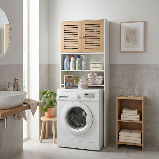 Relaxdays White Wooden Freestanding Bathroom Shelf