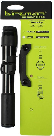 Birzman Velocity Mtb Fahrradluftpumpe Hand mit Manometer 90 psi / 6.2 bar