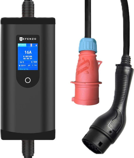 Defenzo Φορητός Τριφασικός Φορτιστής 11kW με Ενσωματωμένο Καλώδιο 6m Type 2 (DEF1021)
