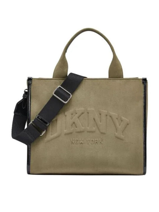 DKNY Braune Tote-Tasche aus Stoff und Wildleder für Damen