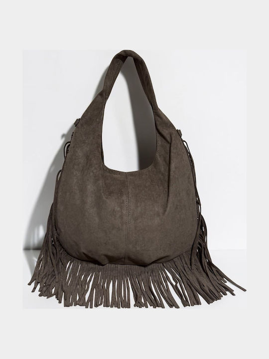 Women's Suede Shoulder Bag with Fringes Puro