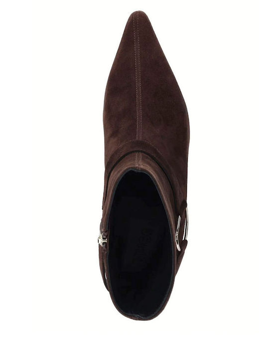 Seleny Leather Women's Ankle Boots Dark Brown
