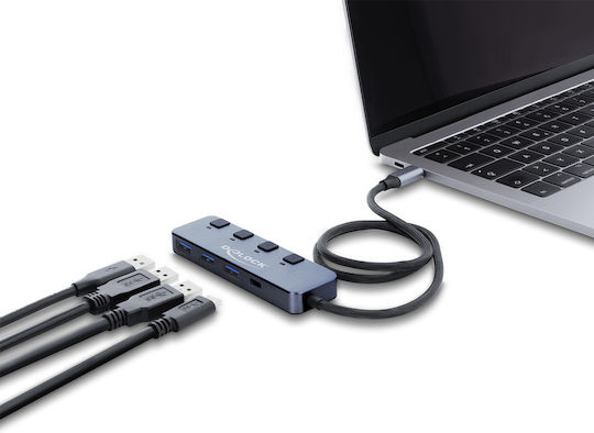 DeLock Hub 10 Θυρών με σύνδεση USB-C Γκρι