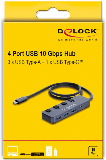 DeLock Hub 10 Θυρών με σύνδεση USB-C Γκρι