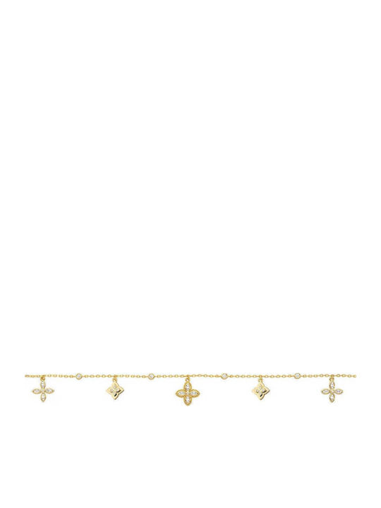 Mya-Bay Women's Chain Bracelet with Gold-Plated Flower Design 16cm