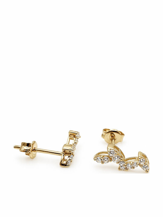 14K Gold Leaf Zircon Earrings Skn0067 14K Gold Leaf Zircon Earrings Skn0067