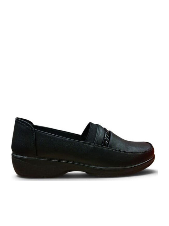 Leather Women's Moccasins in Black Colour