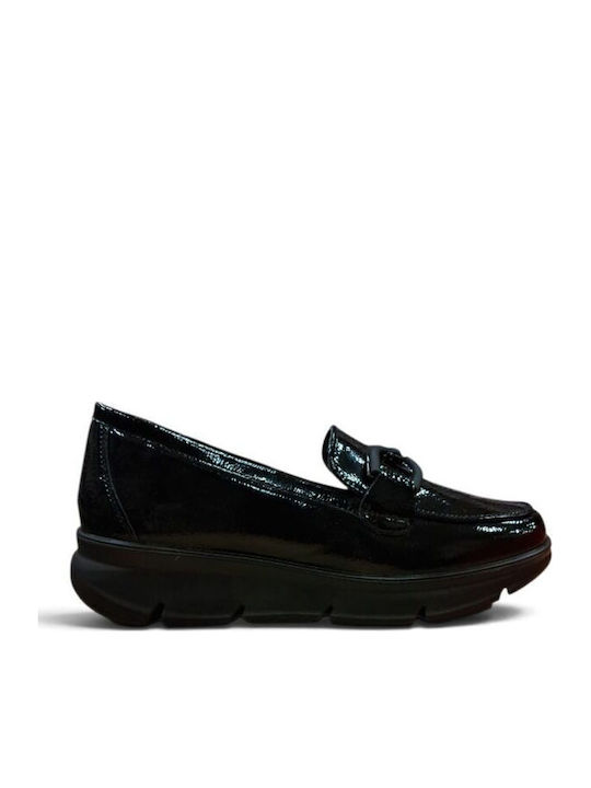 Patent Leather Women's Loafers in Black Color