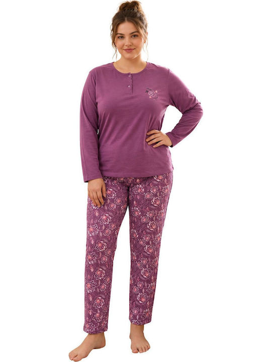 Asel Winterliches Damen-Pyjama-Set Lila