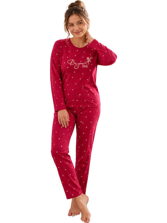 Asel Set de Pijama de Iarnă pentru Damă, Burgundy