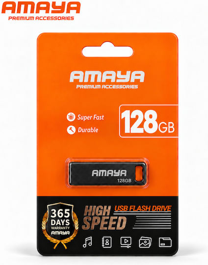 Amaya 128GB USB 2.0 Stick Μαύρο