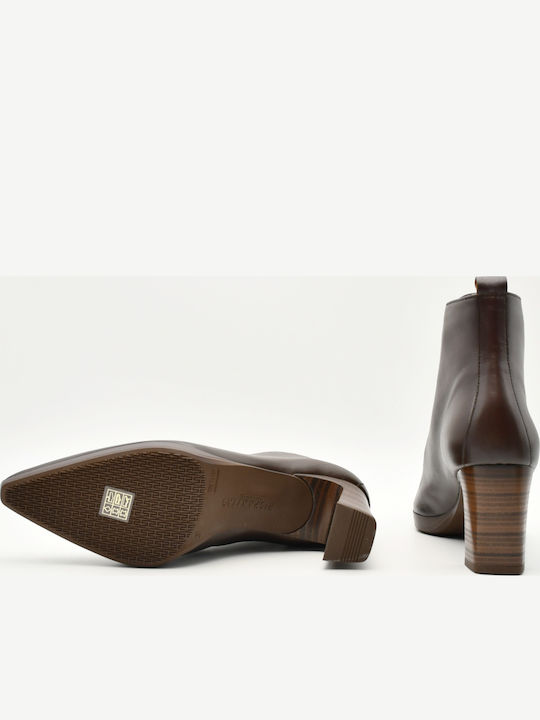 Dunkelbraune Damen-Lederstiefeletten