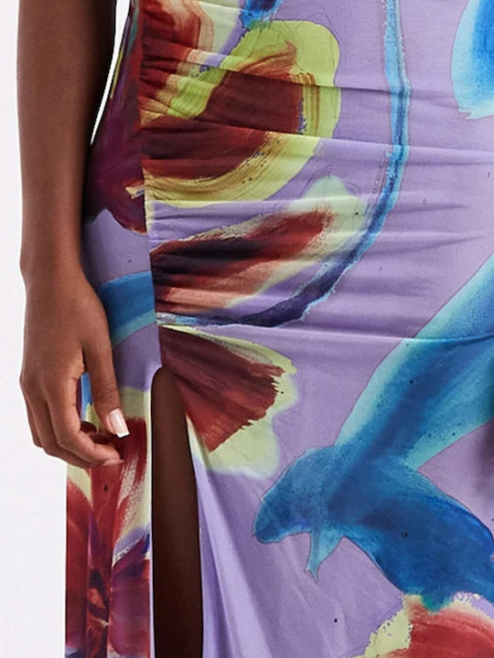Rochie de Seară Maxi de Vară cu Transparență Purple Heart
