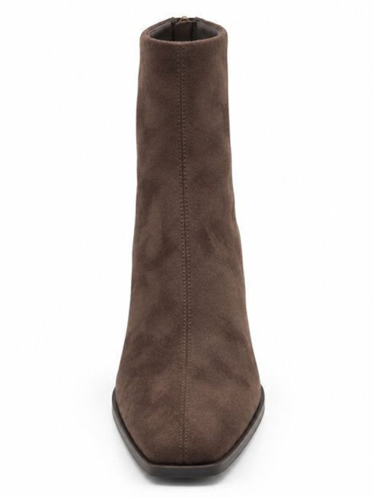 Braune Damen-Stiefeletten aus Wildleder