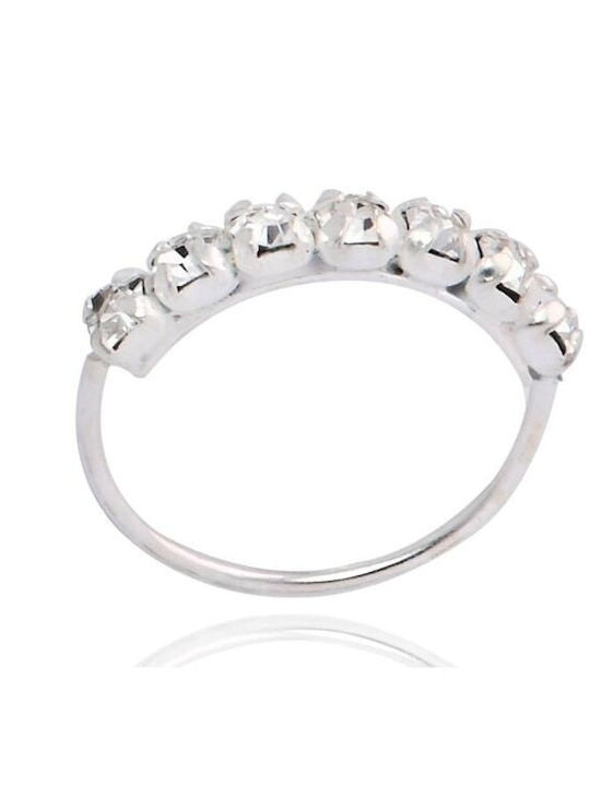 Asimi Ασημί Κρίκος Μύτης 8 Mm 7 Crystals 1 Τμχ Ασημί