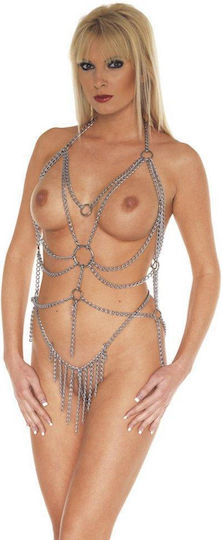 Rimba Top & Briefs Set From Metal Chains Sexy Dessous-Set Silber 7088