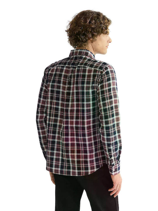 Long Sleeve Checked Shirt Dark Indigo