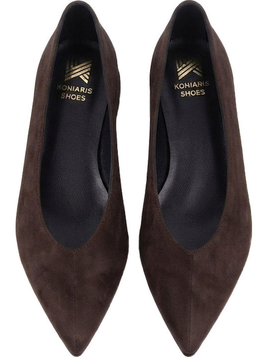 Women's Pointed Toe Anatomic Brown Suede Ballerina Shoes