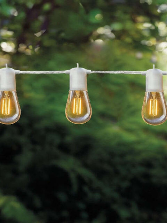 GBC Στεγανή Γιρλάντα Φωτισμού LED IP44 4.5m με 10 Λάμπες Θερμό Λευκό