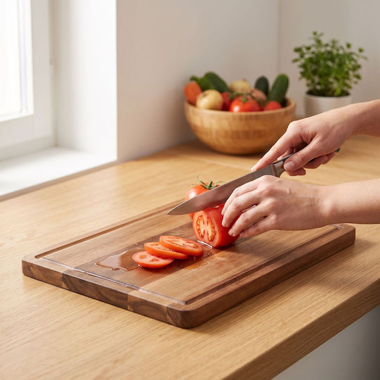 Relaxdays Set of 3 Brown Wooden Bread Cutting Boards 40x30 cm