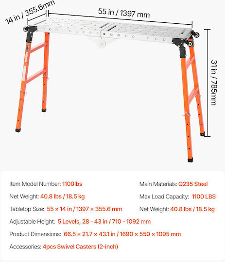 Vevor 500kg Load Capacity Welding Table HJGZTEHYZDS1XFUPL001V0