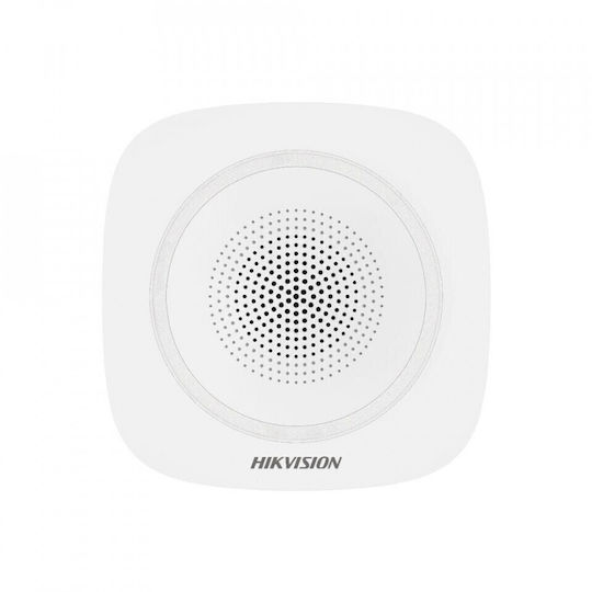 Hikvision Ασύρματη RF Σειρήνα Συναγερμού Μπαταρίας Εσωτερικού Χώρου 110dB με Κόκκινο Φως 8.8x8.8εκ.