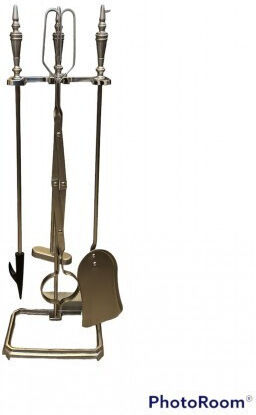 Kraft World Silver Fireplace Tool Set with Stand Holder