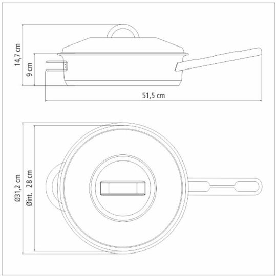 Tramontina Stainless Steel Pan with Lid 28cm Tramontina Stainless Steel Pan with Lid 28cm