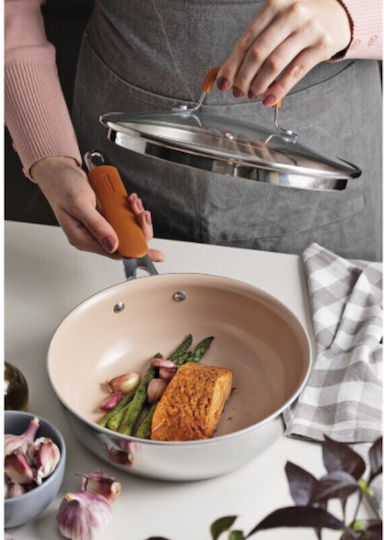 Tramontina Double Stainless Steel Pan with Lid and Ceramic Coating 24 cm