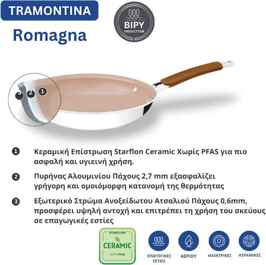 Tramontina Double Stainless Steel Pan with Lid and Ceramic Coating 24 cm