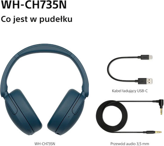 WHCH735N Безжични / Жични слушалки Over Ear, сини