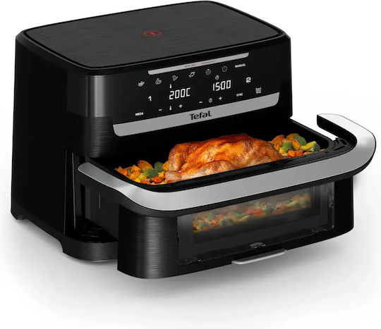 Tefal Ever Fry Dual Flex Еър Фрайър с Wi-Fi и Двойна Подвижна Кошница 9 л Черен