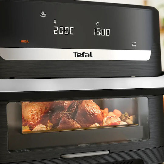 Tefal Ever Fry Dual Flex Еър Фрайър с Wi-Fi и Двойна Подвижна Кошница 9 л Черен