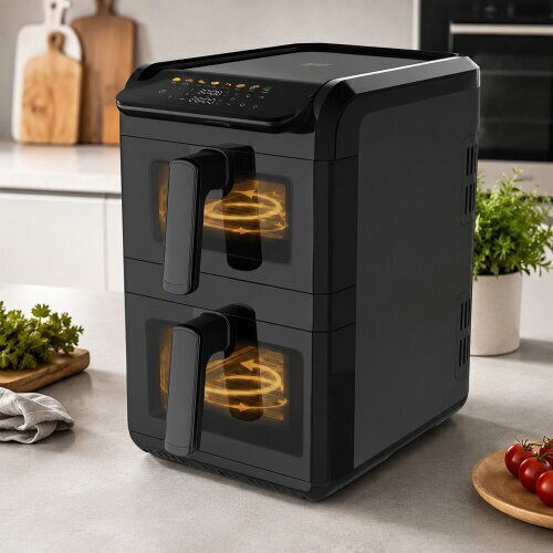 Air Fryer με Διπλό Αποσπώμενο Κάδο 10lt Μαύρο AD 6325