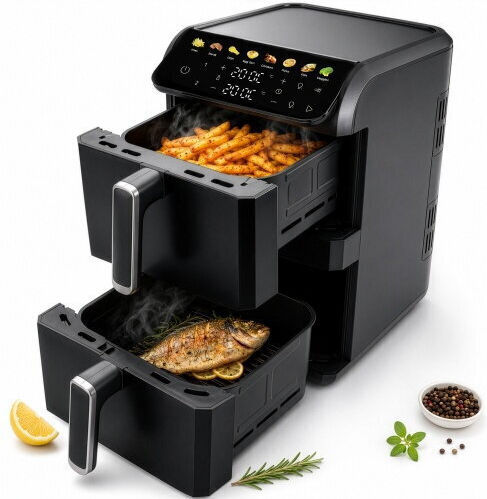 Air Fryer με Διπλό Αποσπώμενο Κάδο 10lt Μαύρο AD 6325