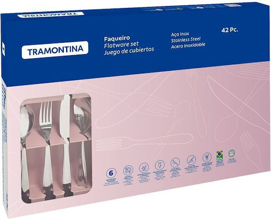 Tramontina Cutlery Set Stainless Steel 18/10 Silver 42 Pieces