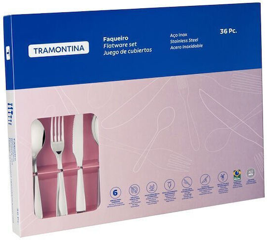Tramontina 18/10 Stainless Steel Cutlery Set Silver 36 Pieces